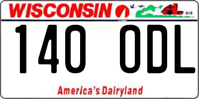 WI license plate 140ODL