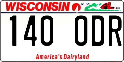 WI license plate 140ODR
