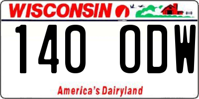 WI license plate 140ODW