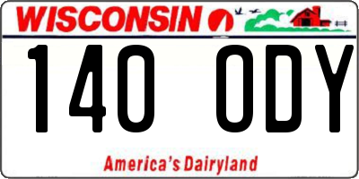 WI license plate 140ODY