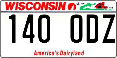 WI license plate 140ODZ