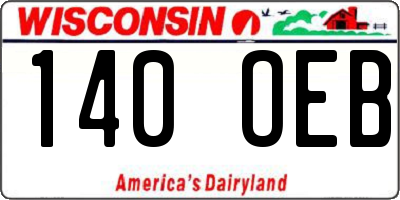 WI license plate 140OEB