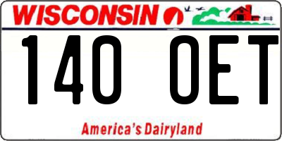 WI license plate 140OET