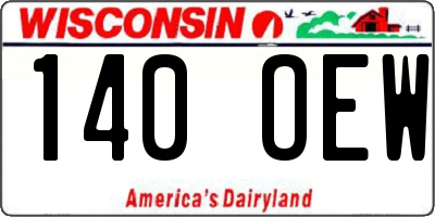WI license plate 140OEW