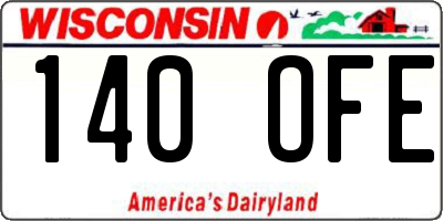 WI license plate 140OFE
