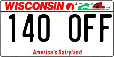 WI license plate 140OFF