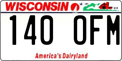 WI license plate 140OFM