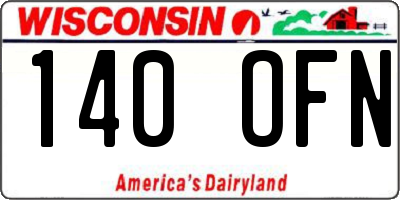 WI license plate 140OFN