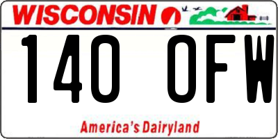 WI license plate 140OFW