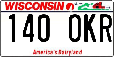 WI license plate 140OKR