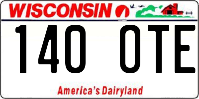 WI license plate 140OTE