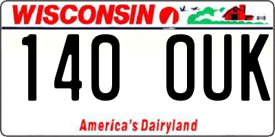 WI license plate 140OUK