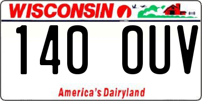 WI license plate 140OUV