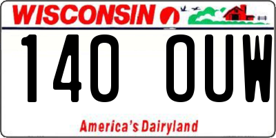 WI license plate 140OUW