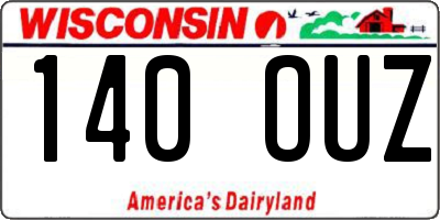WI license plate 140OUZ
