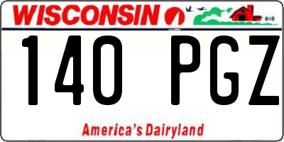 WI license plate 140PGZ
