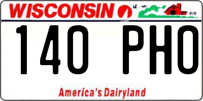 WI license plate 140PHO