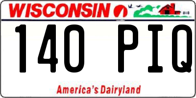 WI license plate 140PIQ