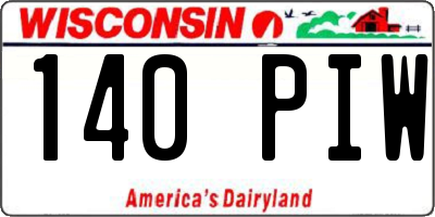 WI license plate 140PIW