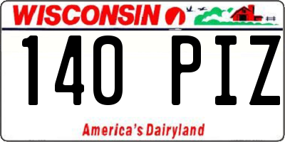 WI license plate 140PIZ