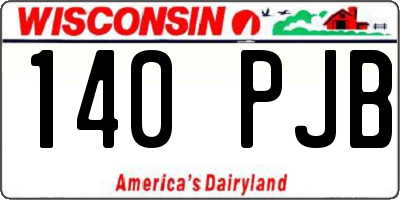 WI license plate 140PJB