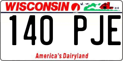 WI license plate 140PJE