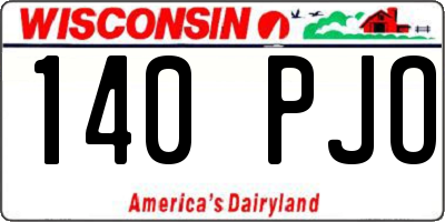 WI license plate 140PJO