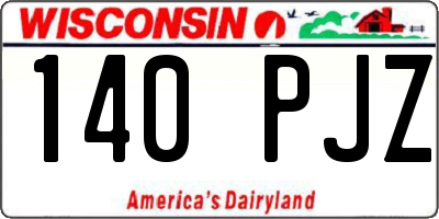 WI license plate 140PJZ