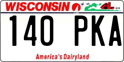 WI license plate 140PKA