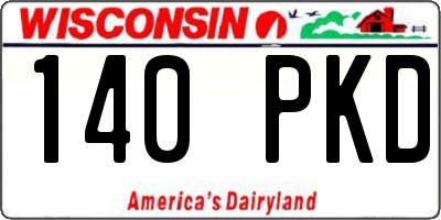 WI license plate 140PKD