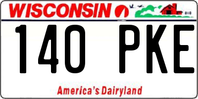 WI license plate 140PKE