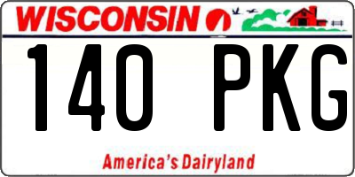 WI license plate 140PKG
