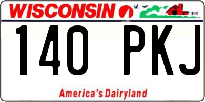 WI license plate 140PKJ