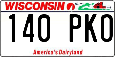 WI license plate 140PKO