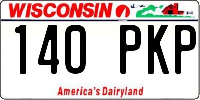WI license plate 140PKP