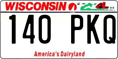WI license plate 140PKQ