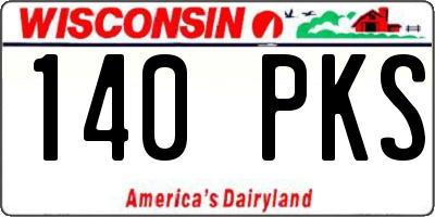 WI license plate 140PKS