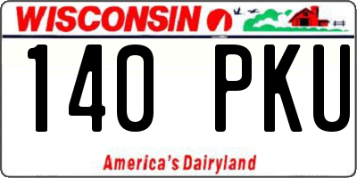 WI license plate 140PKU