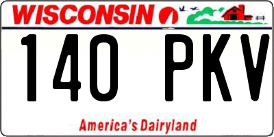 WI license plate 140PKV