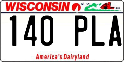 WI license plate 140PLA