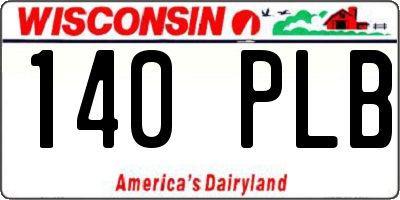 WI license plate 140PLB