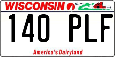 WI license plate 140PLF