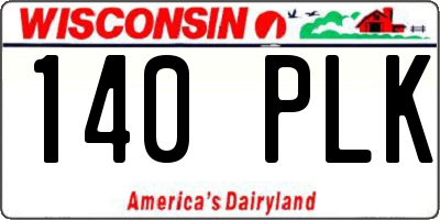 WI license plate 140PLK