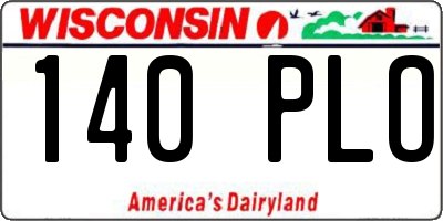 WI license plate 140PLO