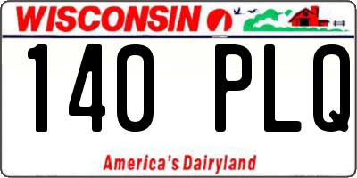 WI license plate 140PLQ