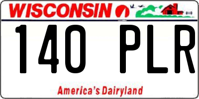 WI license plate 140PLR