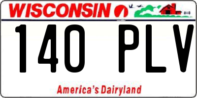 WI license plate 140PLV