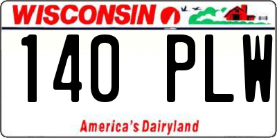 WI license plate 140PLW