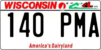 WI license plate 140PMA