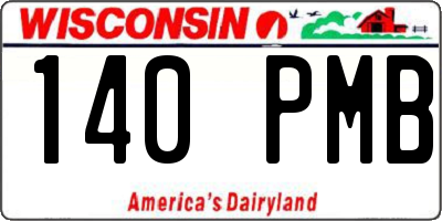 WI license plate 140PMB